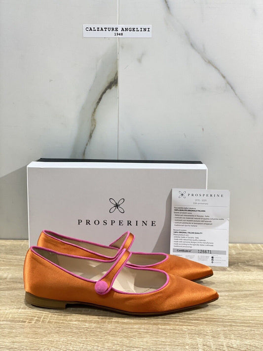 Prosperine Donna  Ballerina Lavorazione Sacchetto Raso Arancio 39