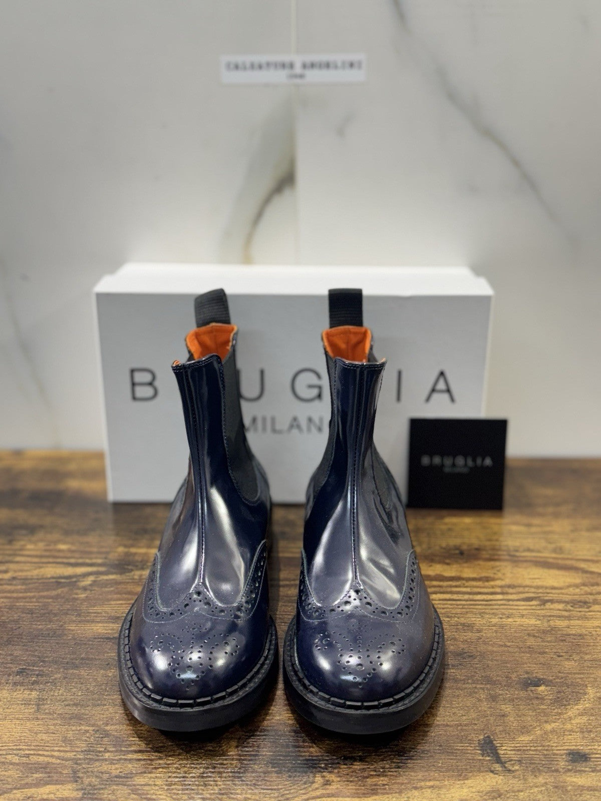 Bruglia Milano Chelsea Boot Blu Pelle  Top Quality Scarpe Donna 40