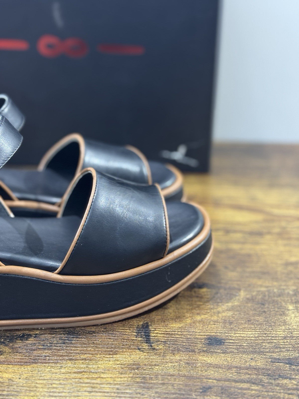 181 Alberto Gozzi Sandalo Zeppa Pelle Nera  Casual Donna 38