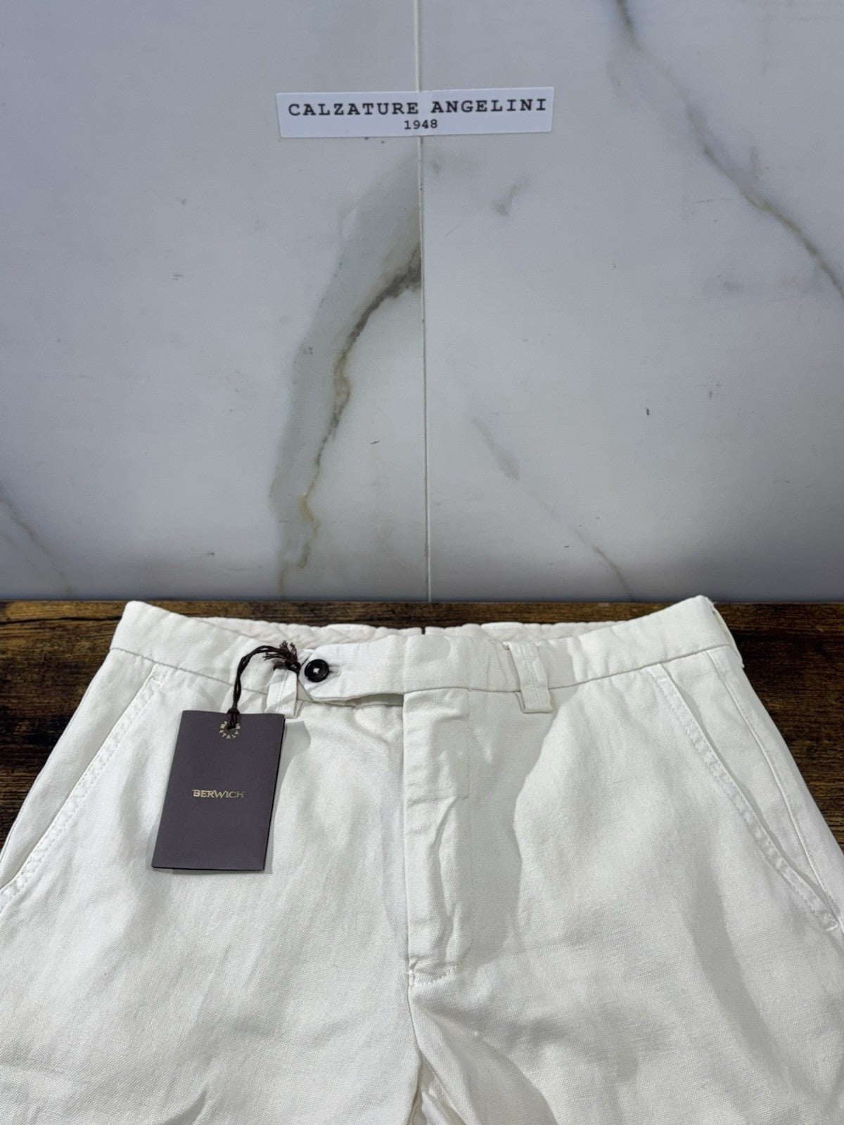 Berwich Pantalone Cotone E Lino Chiaia Avorio Made in Italy  Uomo 44