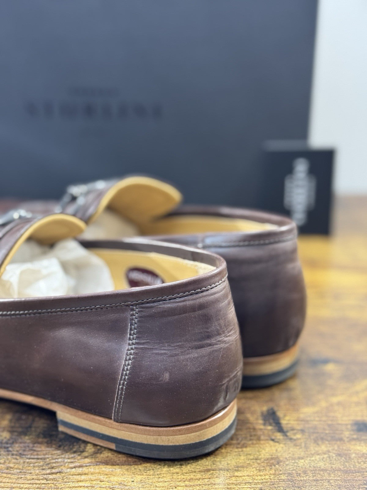 Sturlini Firenze Mocassino  Uomo Pelle Marrone Luxury Craftmanship Men Loafer 41