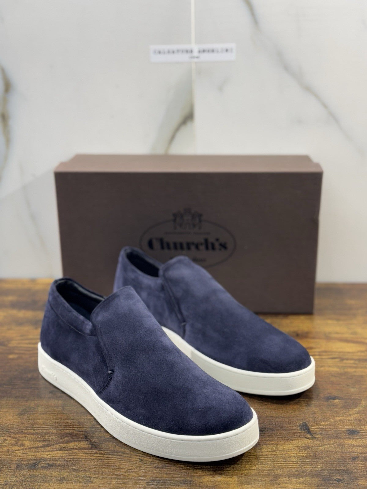 Church’s Newport Slip On  In Suede  Blu  Luxury Uomo 42