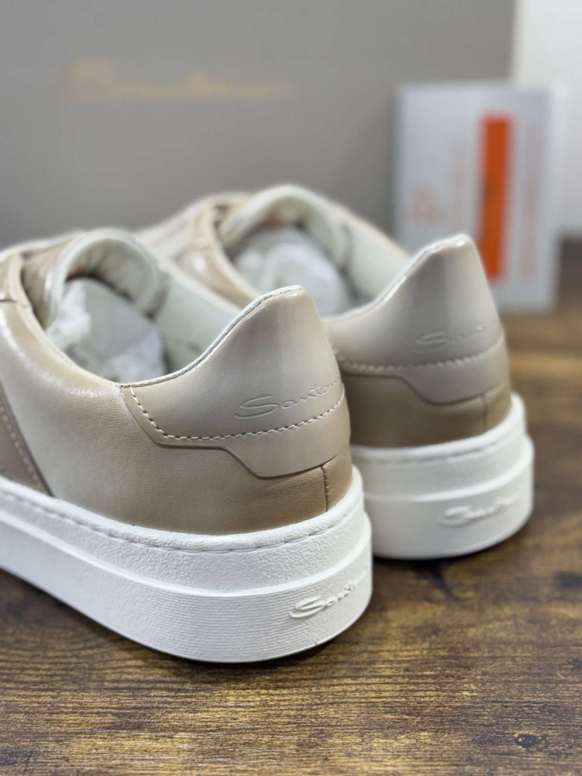 Santoni Sneaker DBS  Pelle Light Beige Luxury Santoni Scarpe Uomo 41.5