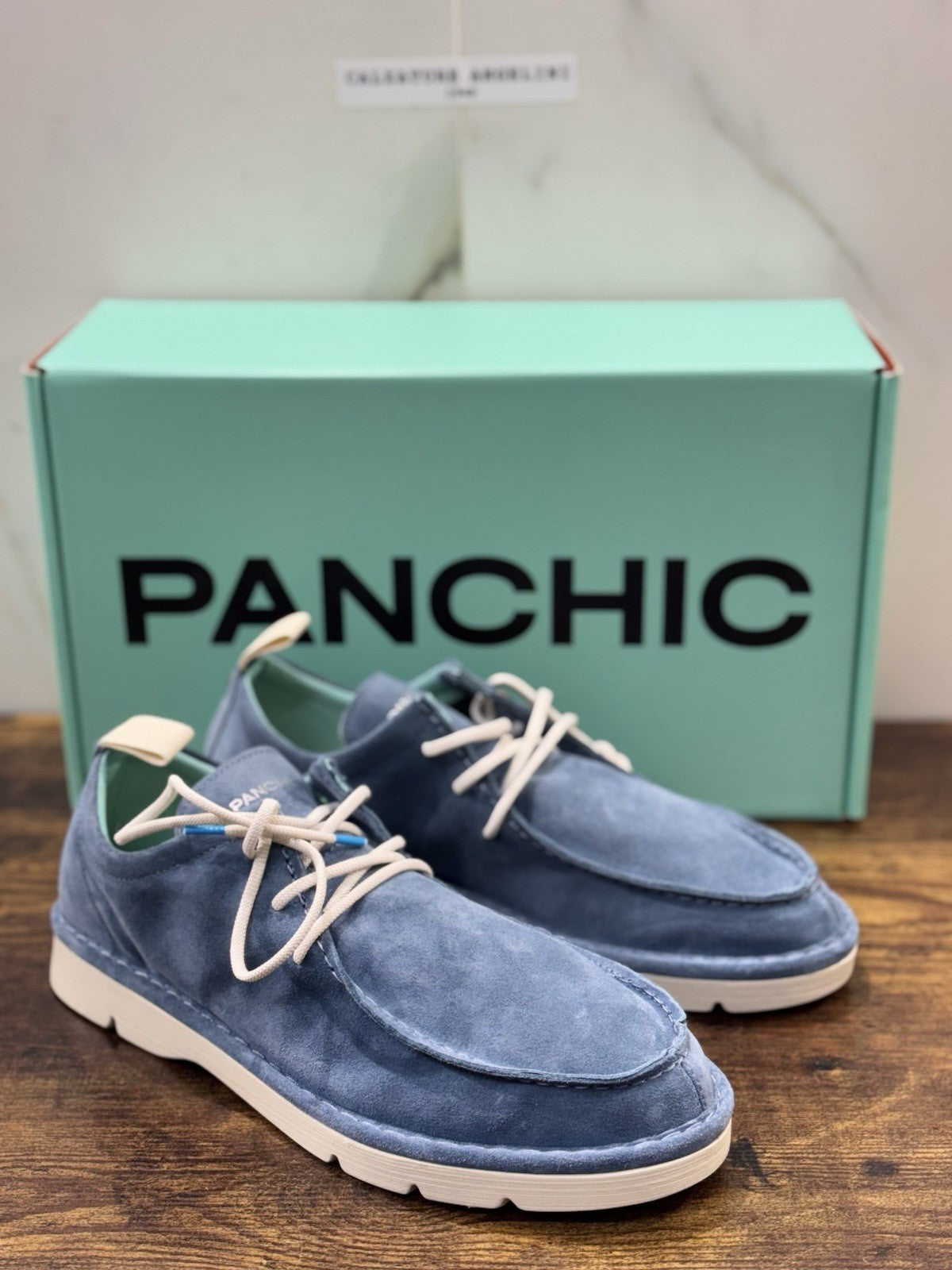 Panchic Lace Up Scarpa Suede Blu Casual Uomo 45