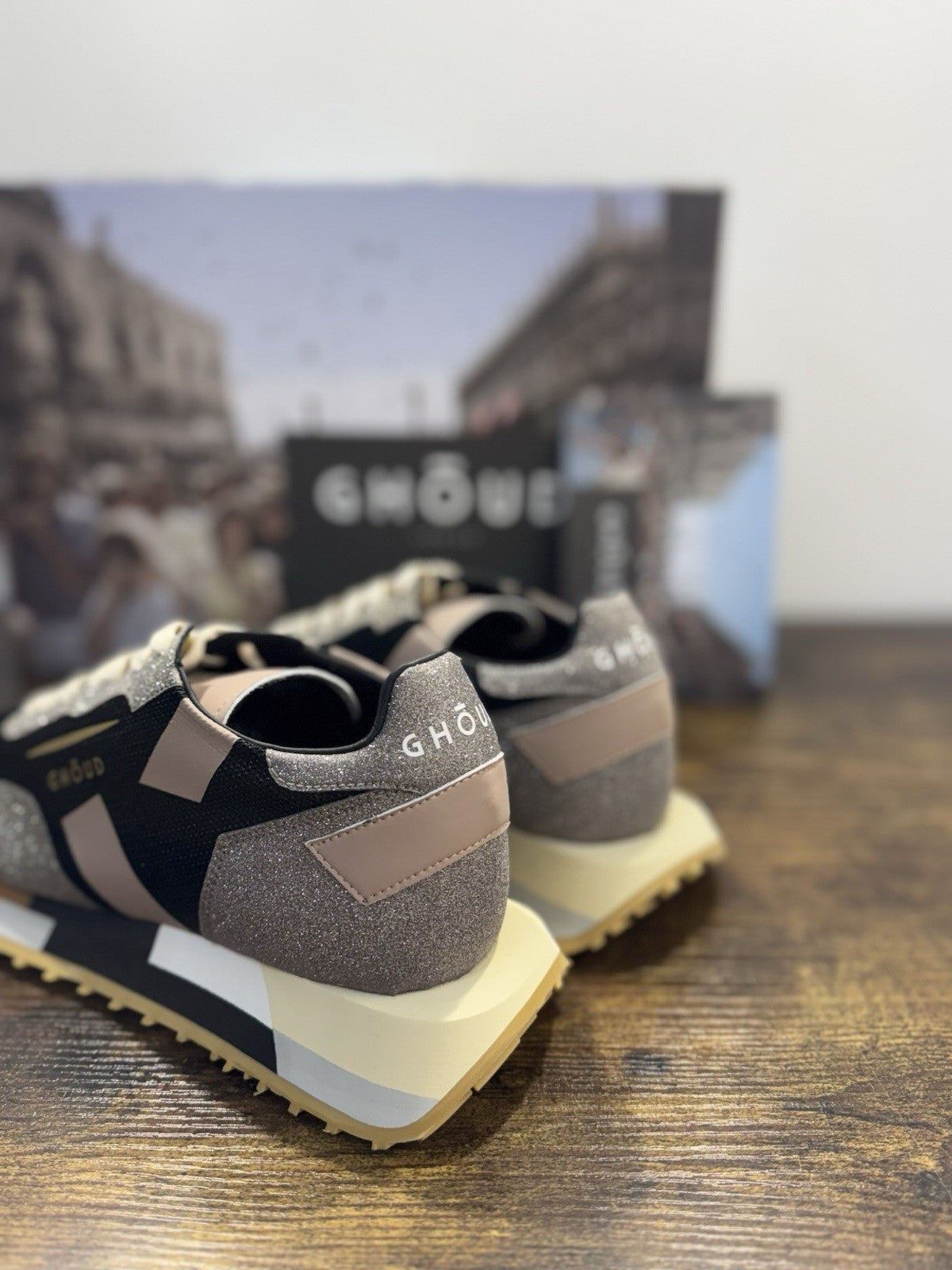 Ghoud Sneaker Donna Rush  Pelle Beige Nero   Casual Woman Sneaker 35