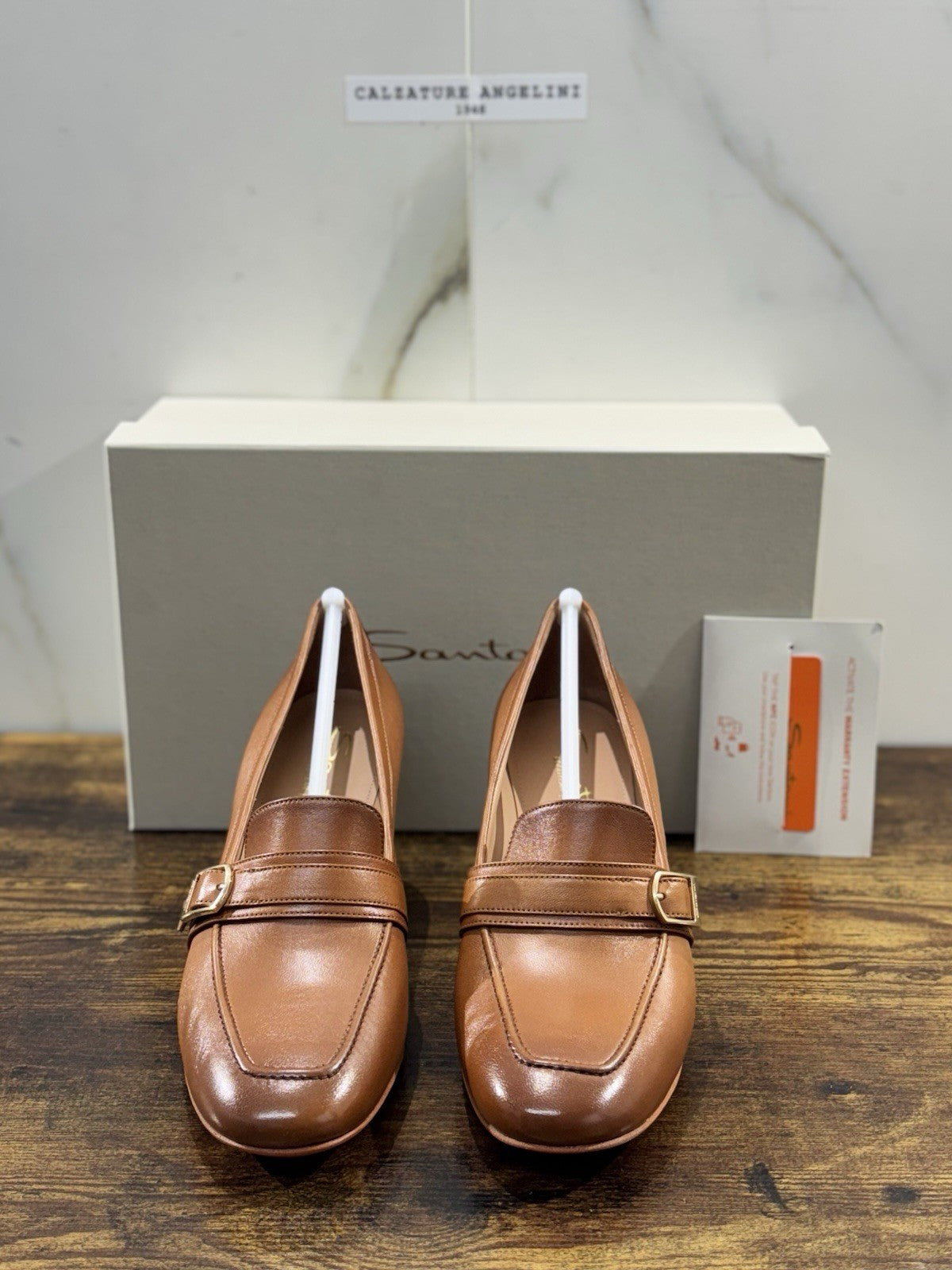 Santoni Mocassino Pelle Cuoio Con Tacco Goodyear Luxury Santoni Donna 39