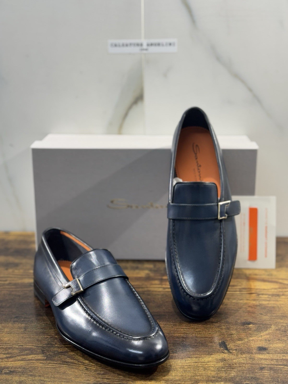 Santoni Mocassino Pelle Blu Luxury Santoni Scarpa Uomo 43