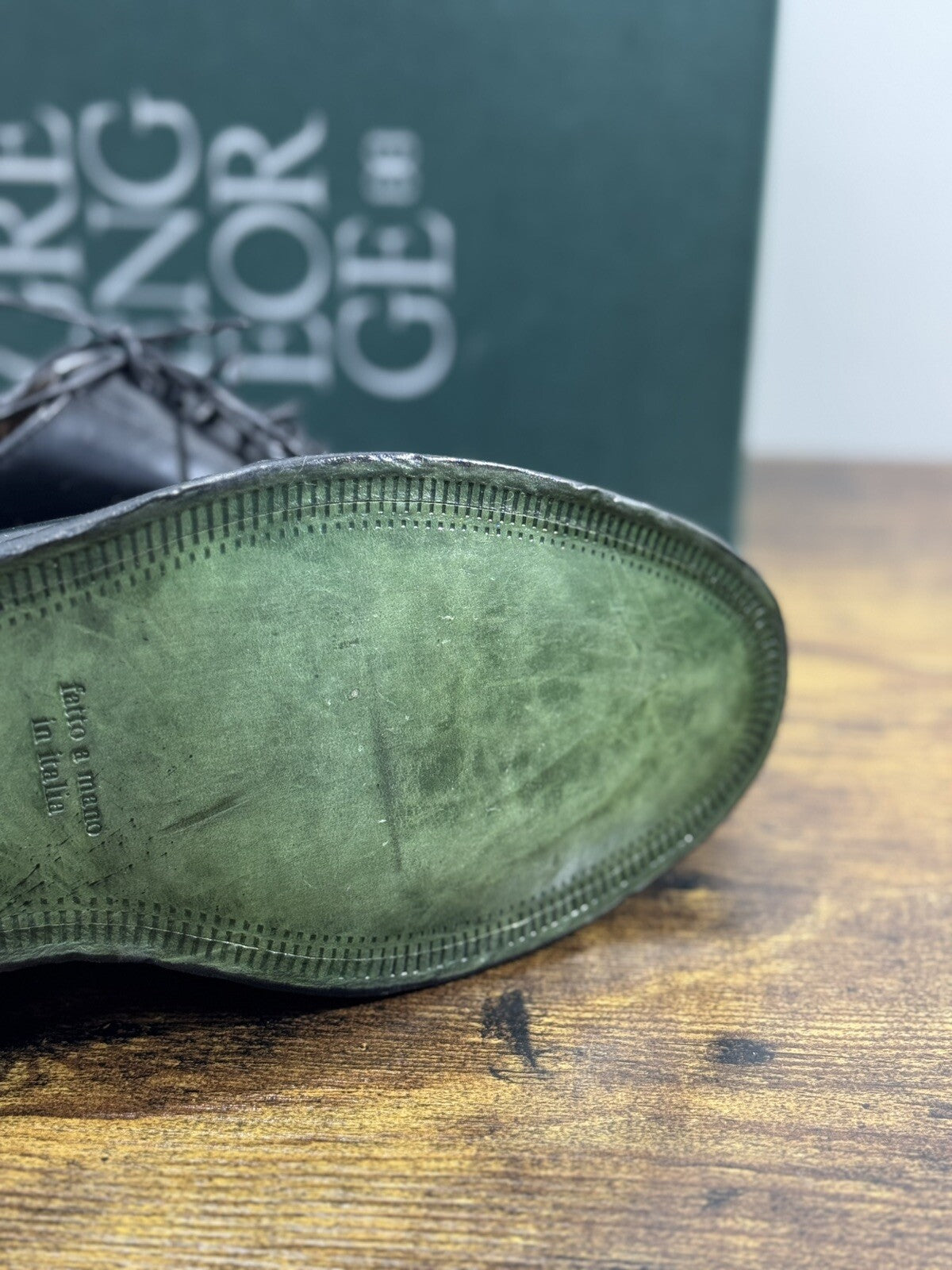 Green George derby nero in pelle polished luxury men  Doppio Cuoio 41