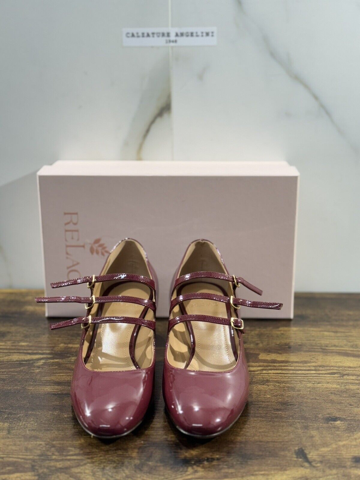 Relac Scarpa Donna Maryjane Bordeaux   Luxury Handmade Shoes Relac 36