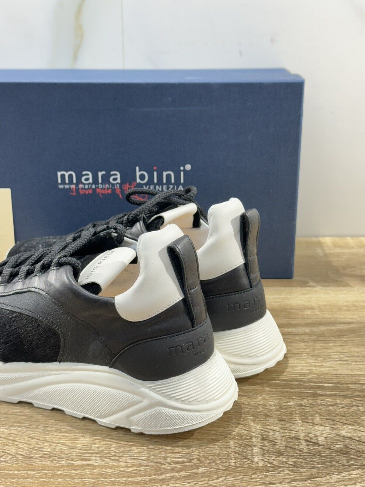 Mara Bini Sneaker Donna Pelle Nera  Extra Light Handmade 40