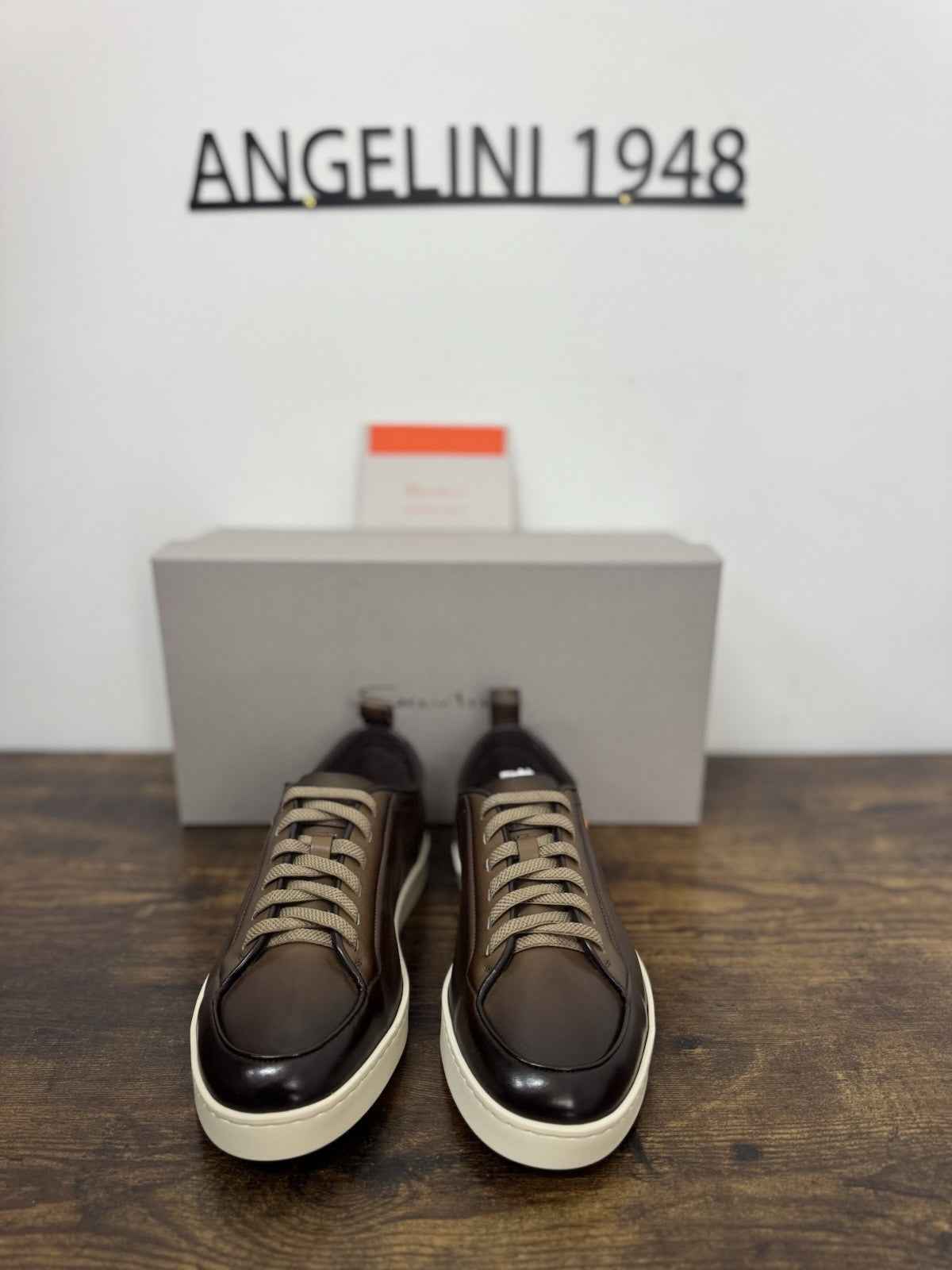 Santoni Sneaker Pelle Marrone Anticata A Mano   Luxury Scarpa Santoni Uomo 39.5