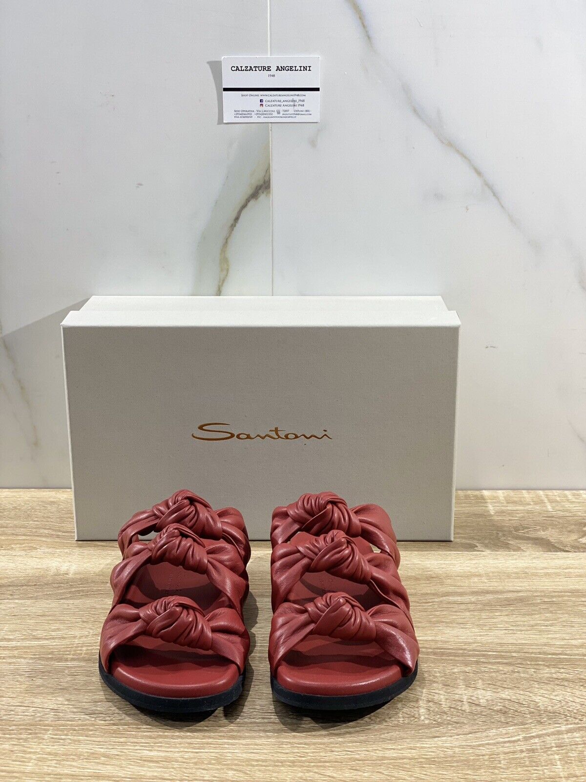 Santoni Sandalo Donna In Pelle Rossa Super Soft Leather Luxury Santoni 36