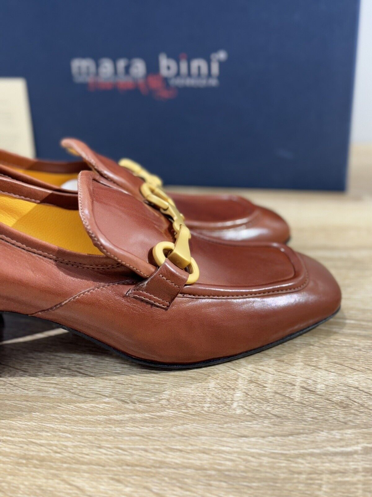 Mara Bini Mocassino  Donna Pelle Cuoio   Con Tacco   Handmade Sacchetto 36