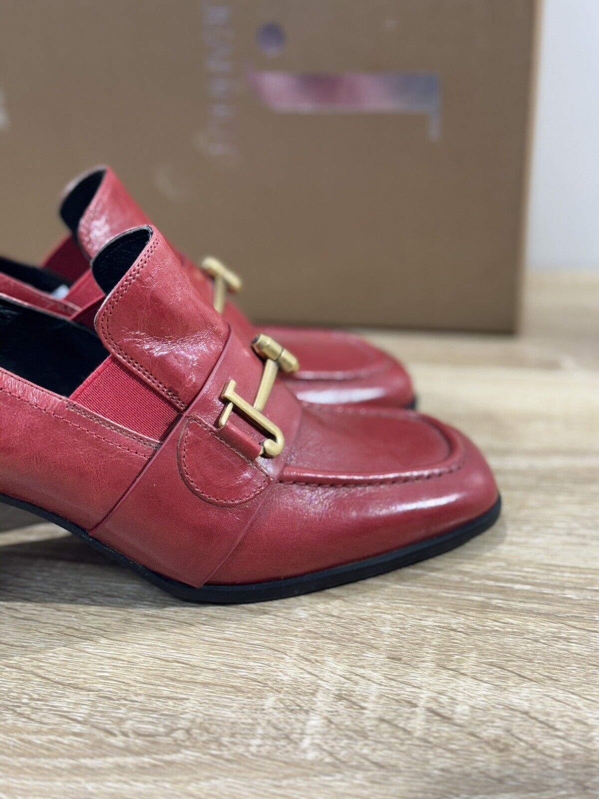 Jeannot Mocassino Donna Pelle Rosso Con Tacco Causal Loafer Jeannot 40