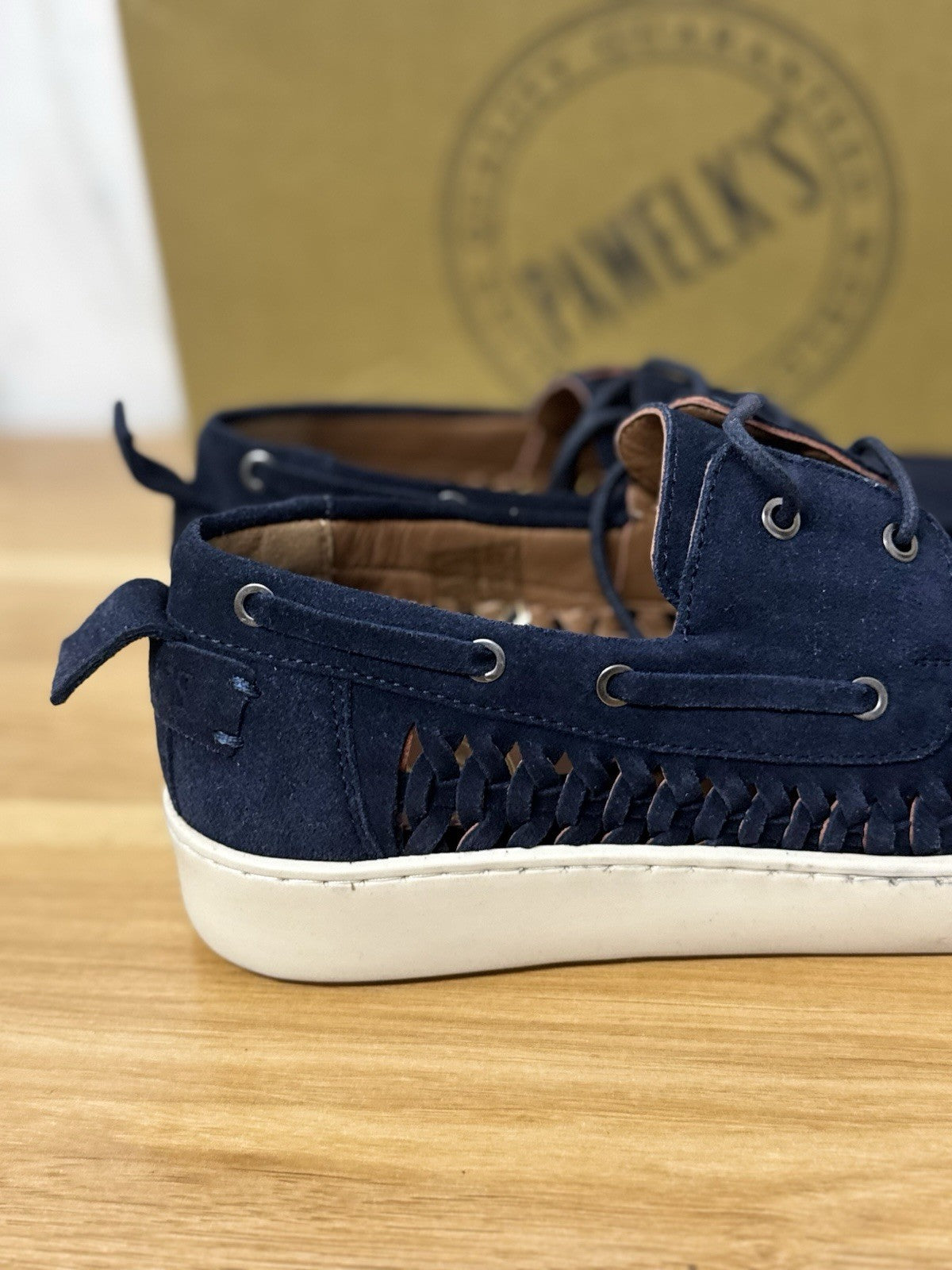 Pawelk’s Boat Shoes Pelle Suede Navy         Hand   Made  In Italy   Uomo 45