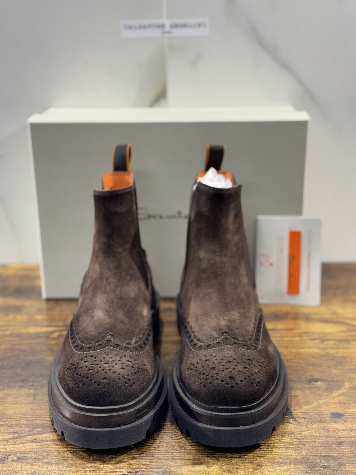 Santoni Chelsea Boot Commando   Suede Marrone  Luxury Santoni Uomo 44