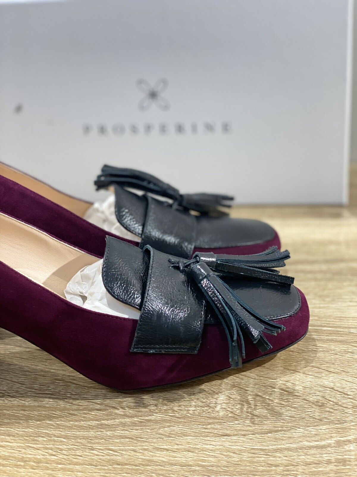 Prosperine mocassino donna tacco suede rubino 8142 made in italy 40