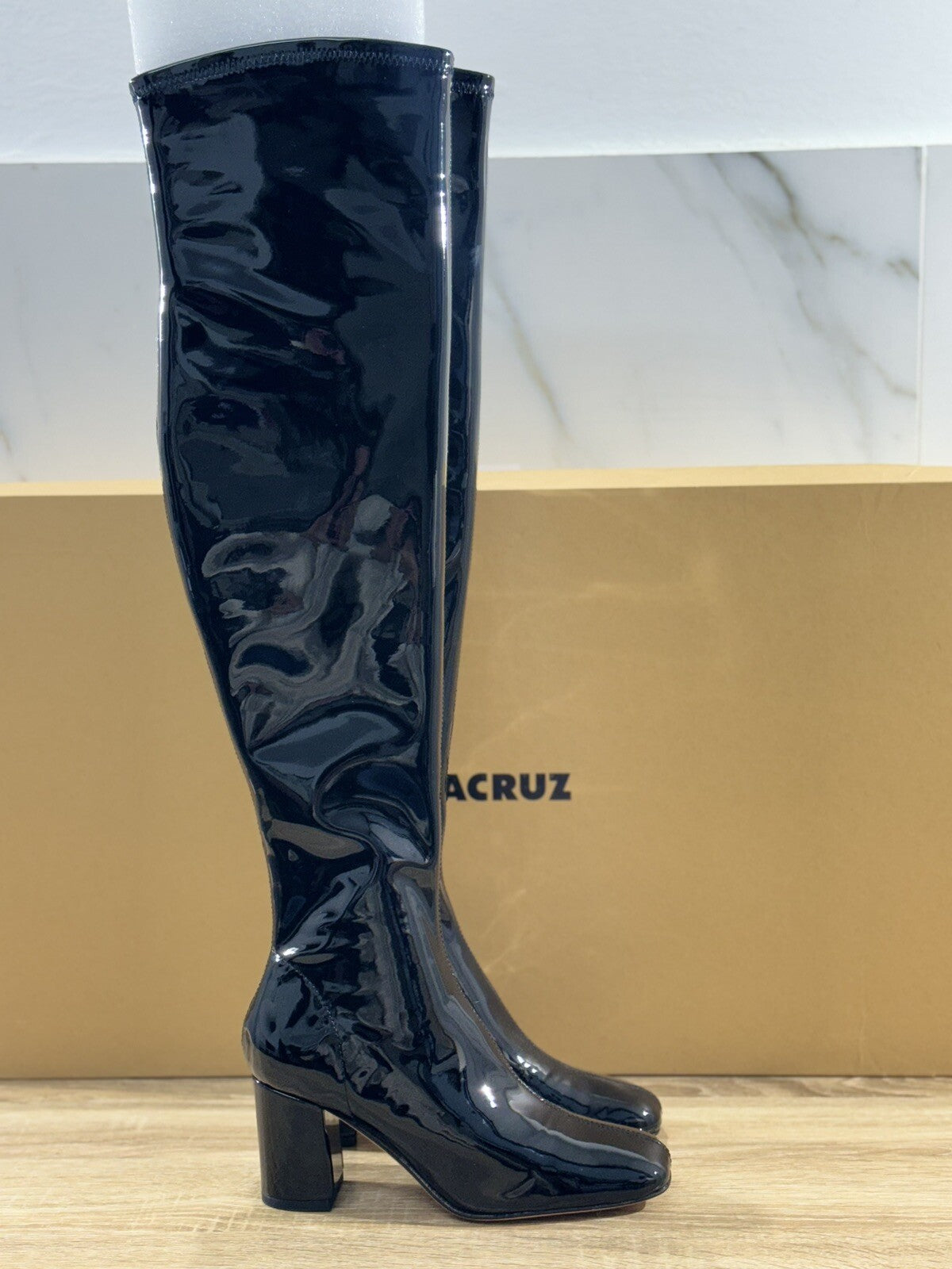 Lola Cruz Stivale Donna Vernice Nero Sopra Ginocchio Casual Woman Boot 37