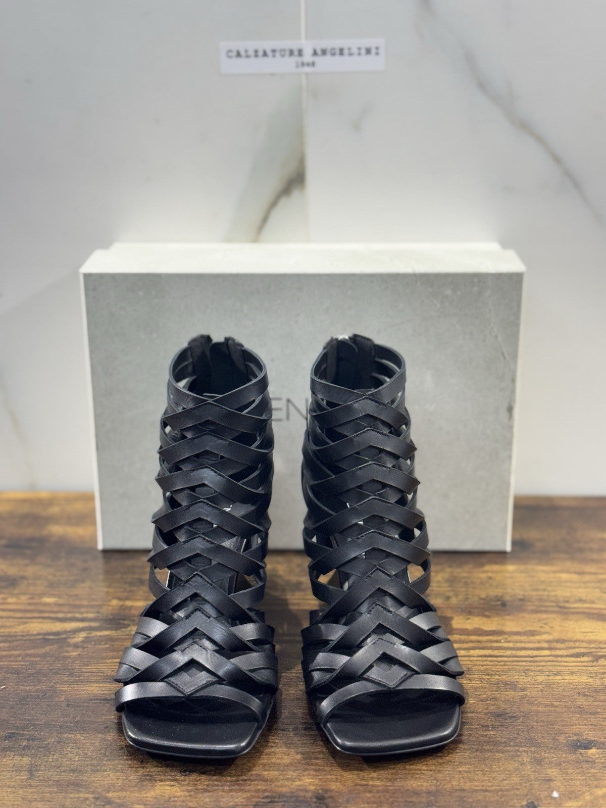 Elena Iachi Sandalo   Pelle Nero Zeppa   Luxury Woman  Shoes Donna 41