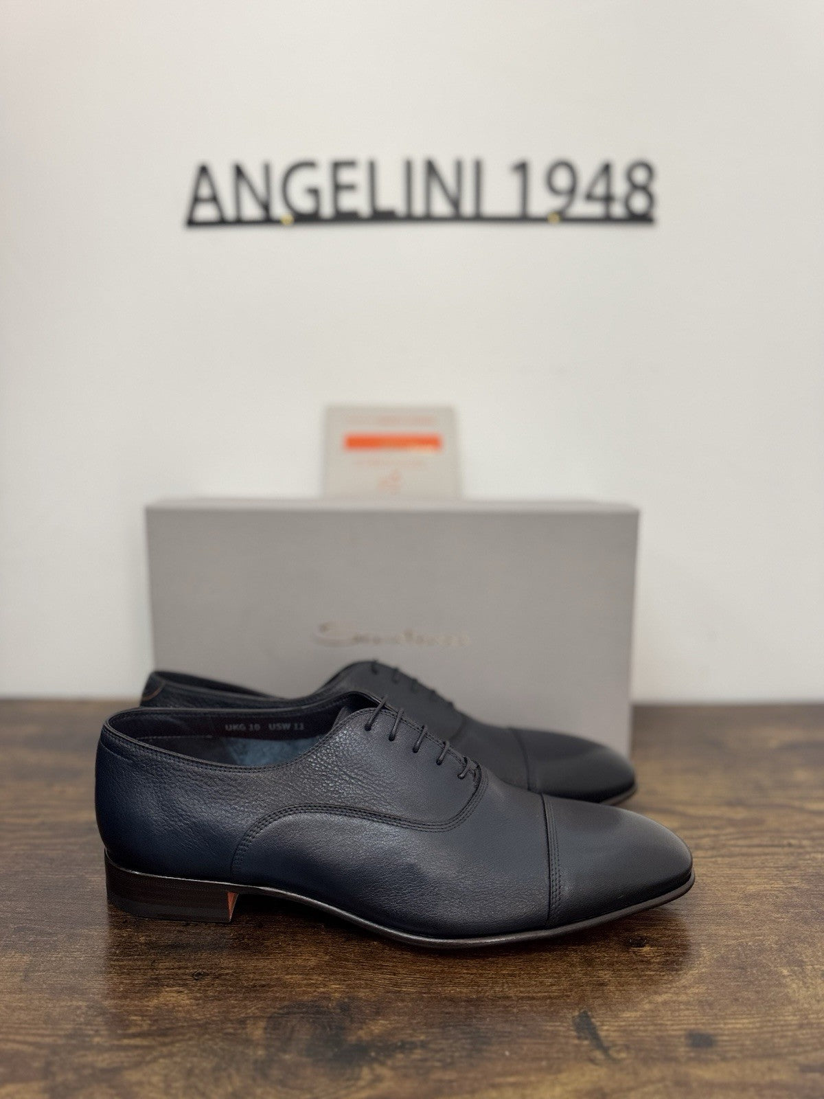 Santoni Stringata In Pelle Di Cervo  Blu Goodyear Luxury Scarpa Santoni Uomo 44