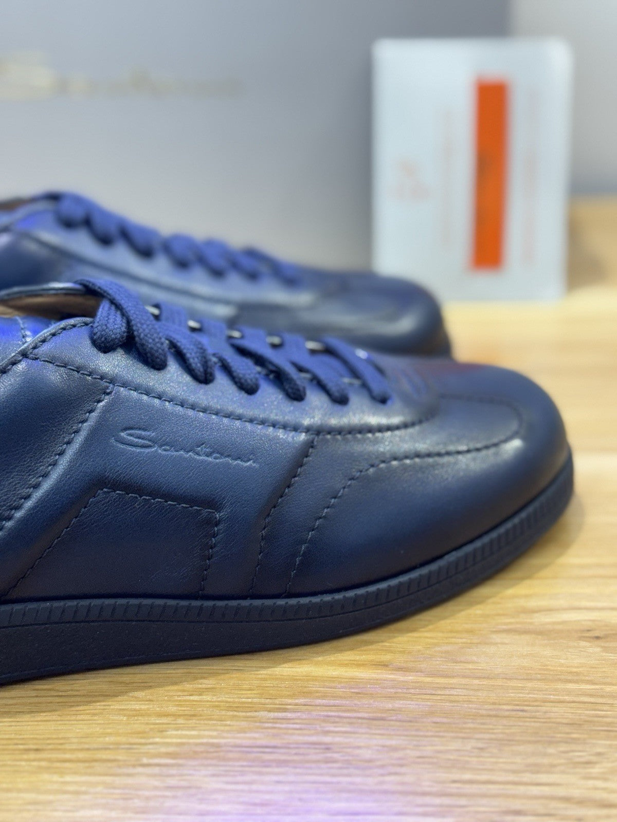 Santoni Dbs Only Sneaker Pelle  Blu  Luxury Santoni Scarpa Uomo 41.5