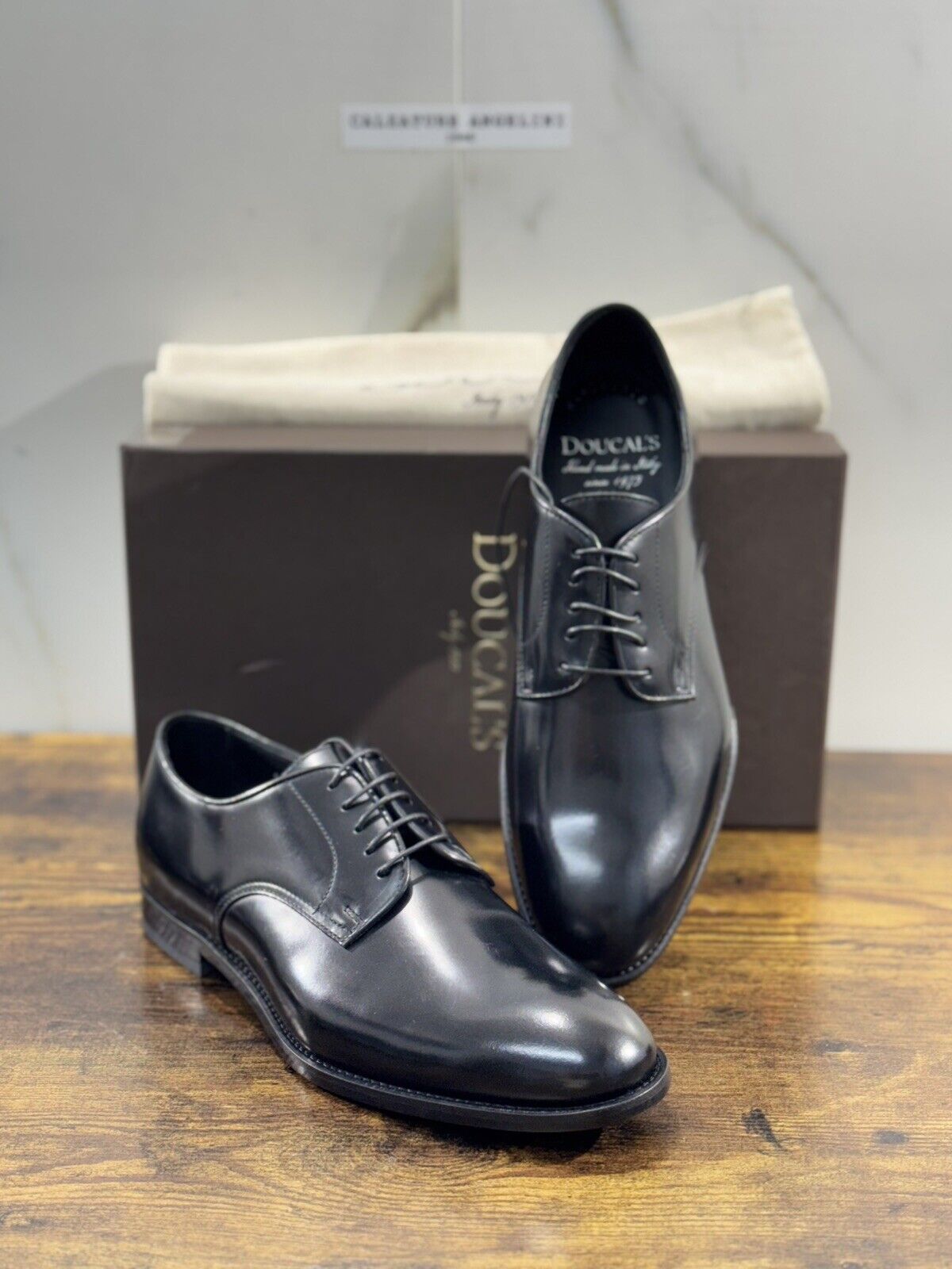 Doucal’s Scarpa Uomo Derby Pelle Nero Luxury Men Doucal’s Shoes 41