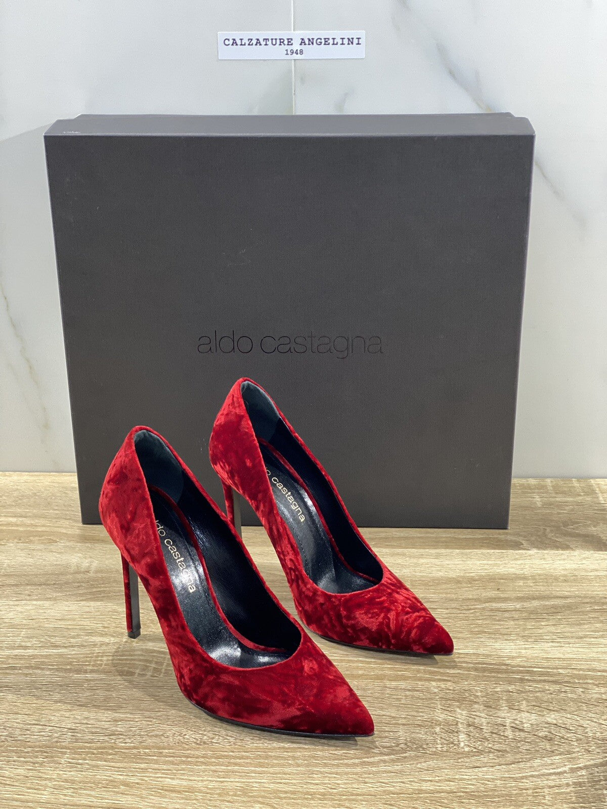 Aldo castagna décolleté hope in velluto rosso luxury shoes 36