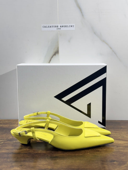 Giampaolo Viozzi Sling Back Donna Giallo Pelle Tacco     Luxury Woman Sandal 40