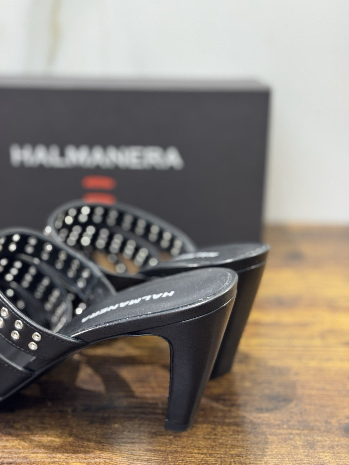 Halmanera Sandalo Pelle Nero  Con Tacco Top Quality Donna 41