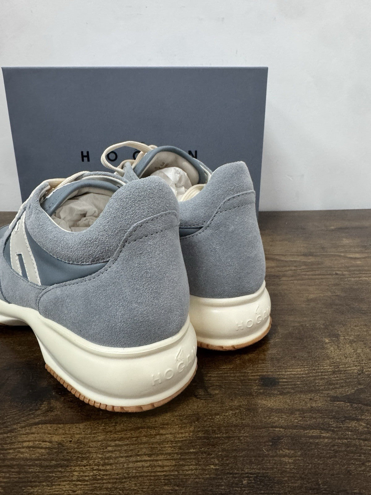 Hogan Interactive H713 Memory Foam Sneaker Suede Pelle Celeste  Donna 36.5
