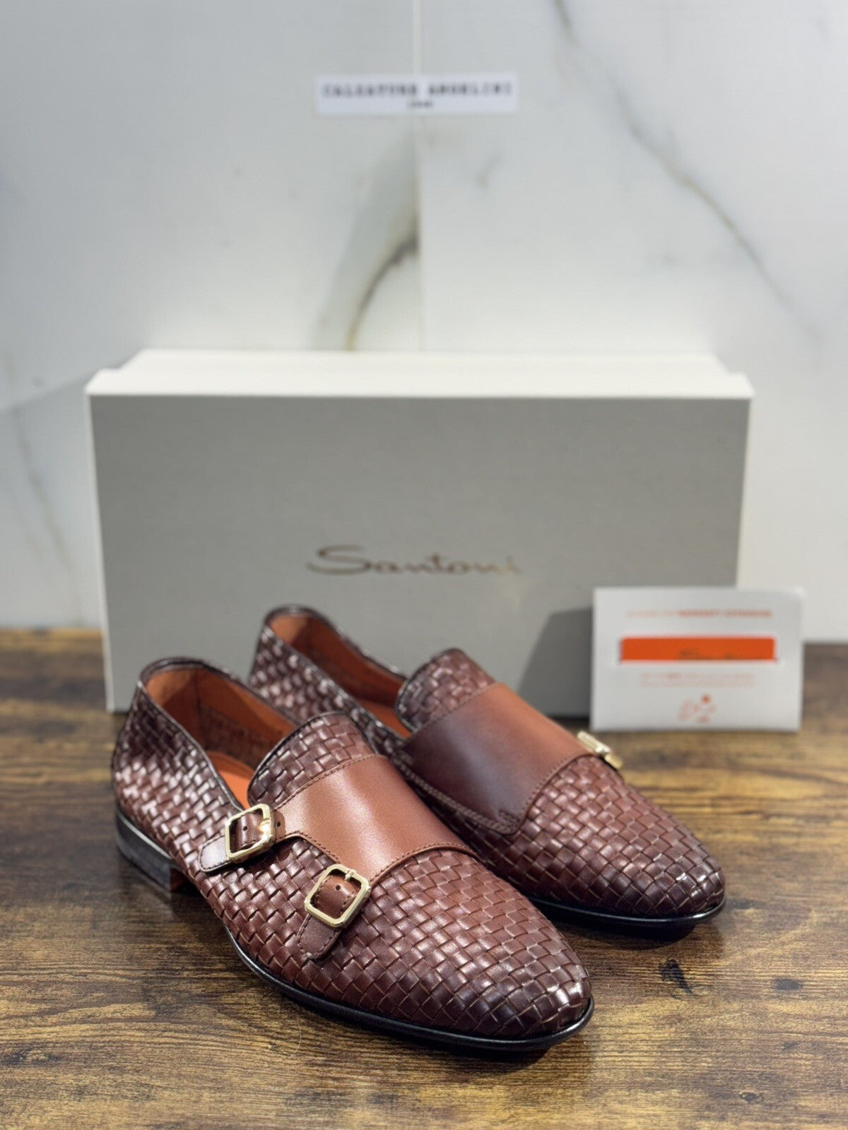 Santoni Scarpa Uomo Mocassino   Pelle  Cuoio Intreccio Luxury Men Santoni 7