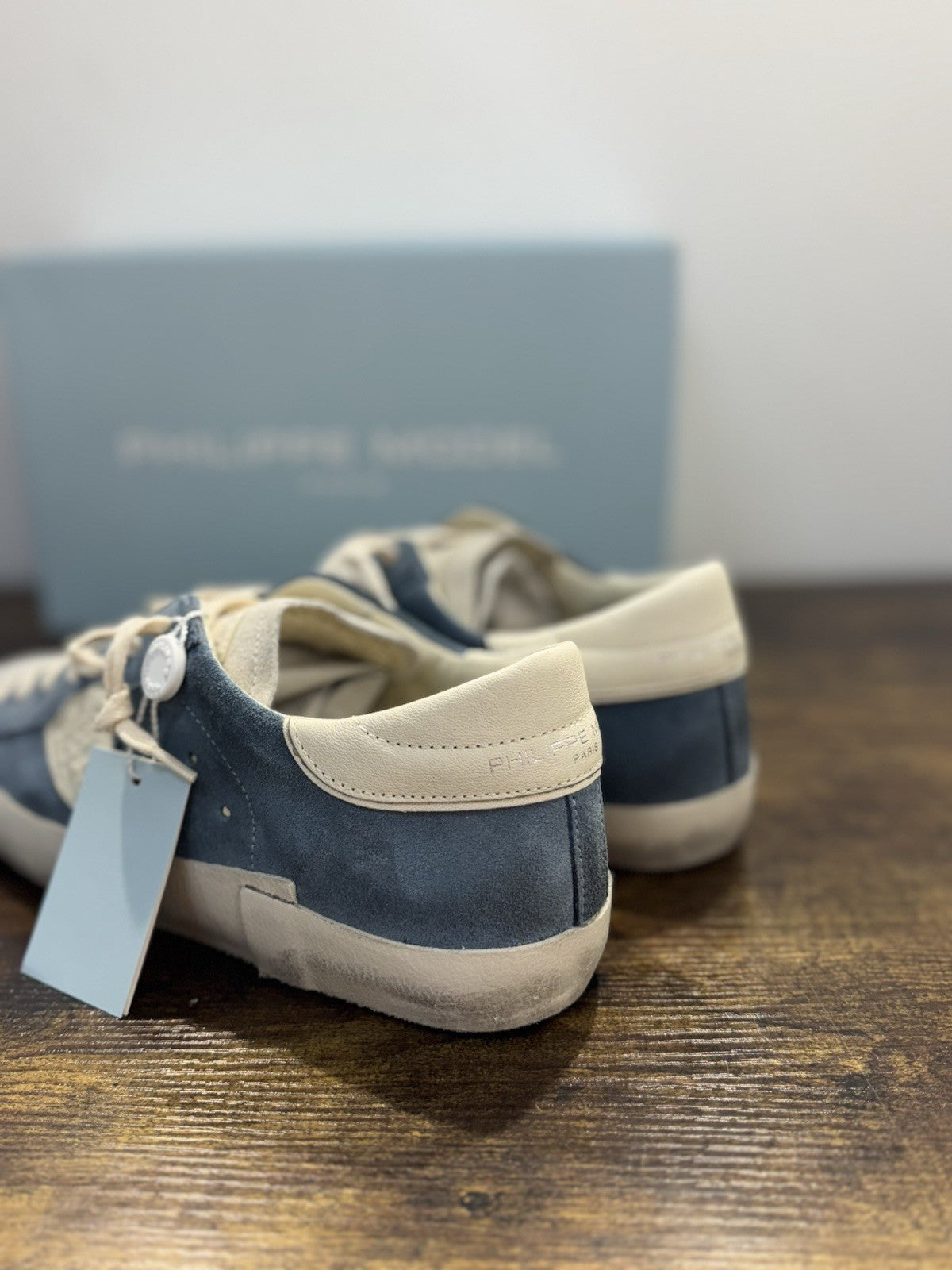 Philippe Model Paris Low Pelle Suede Celeste   Casual Sneaker Uomo 40