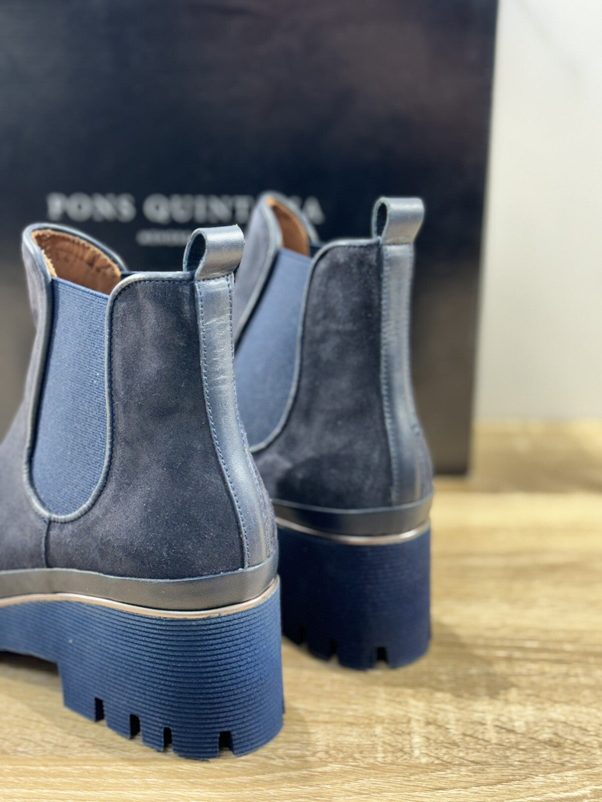 Pons Quintana Stivaletto Donna Carm B Suede Blu  Zeppa  Luxury Boot 40