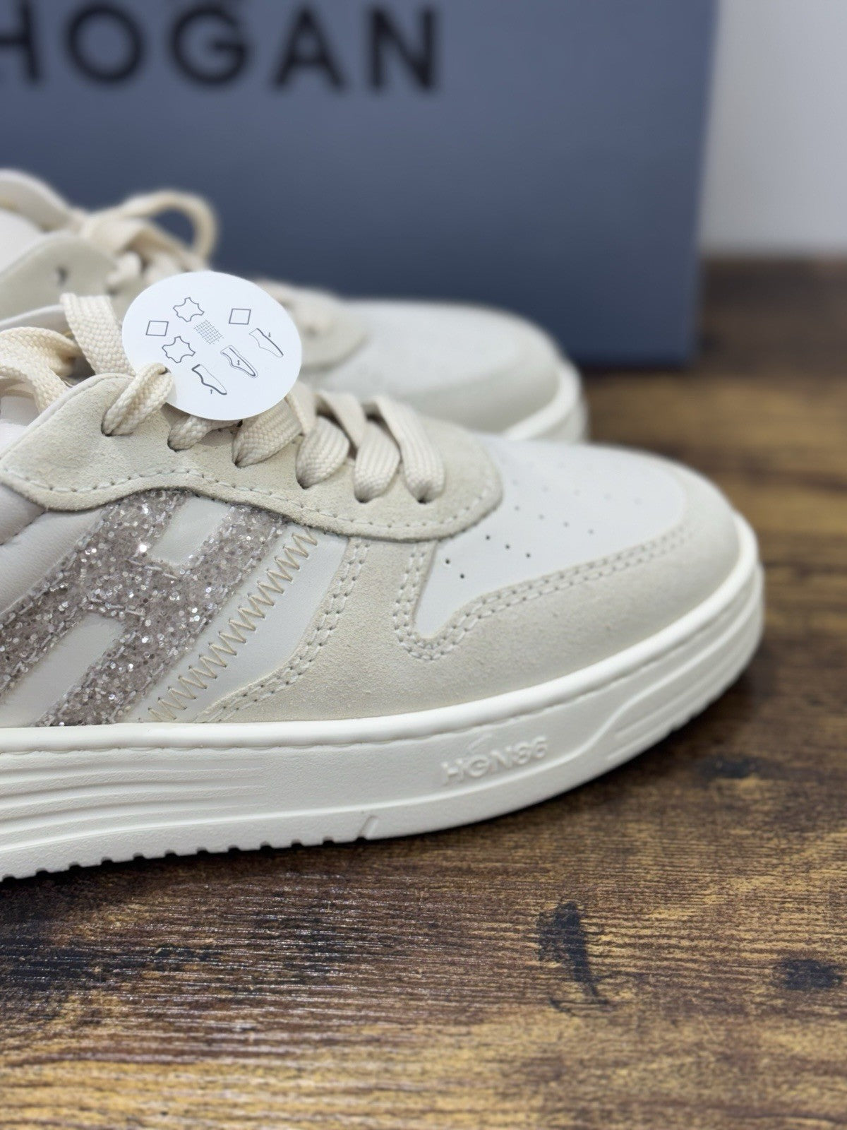 Hogan H630 Sneaker Pelle Casual Beige Glitter    Hogan Scarpe Donna 38