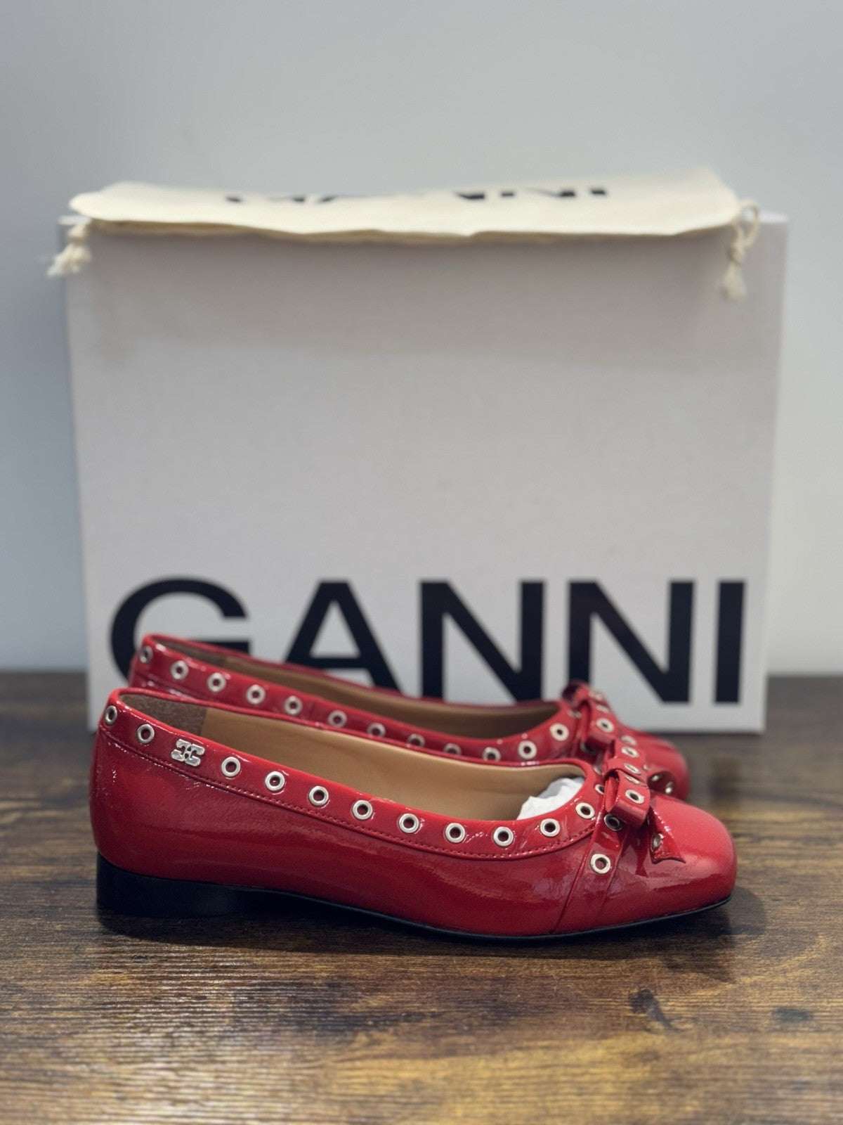 Ganni Ballerina  Rossa In Vernice Casual Ganni Scarpa Donna 36