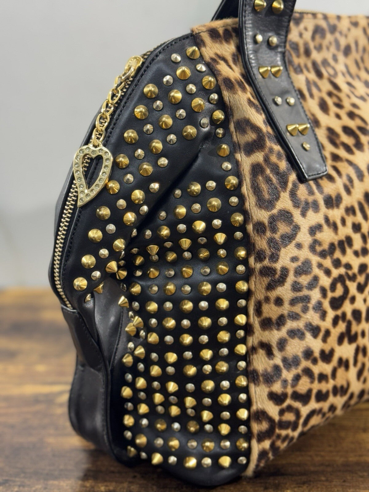 Bruno Amaranti Borsa Donna In Vero Pony  Luxury Craftmanship Bag  Borchie