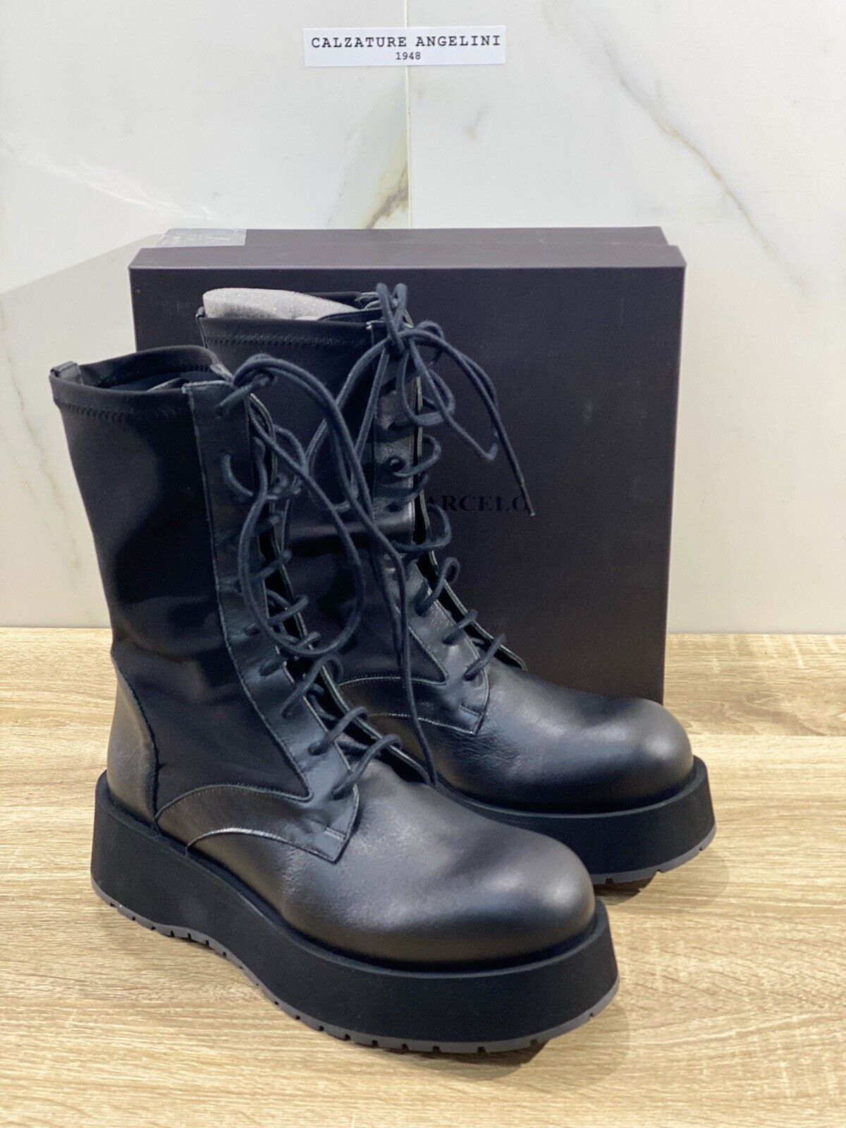 Paloma Barcelo’ Anfibio Combat donna Mirko pelle nera luxury Boot 37