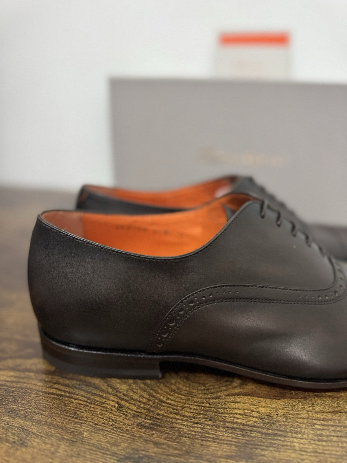 Santoni Oxford Goodyear    Pelle Marrone  Luxury Santoni Scarpa Uomo 44.5