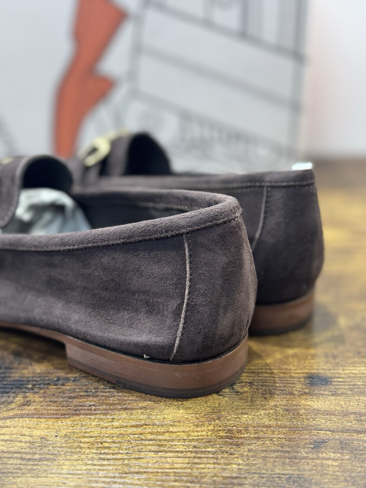 Il Mocassino Tasca Scarpa Suede Marrone 100% Fatta In Italia Mocassino Uomo 42