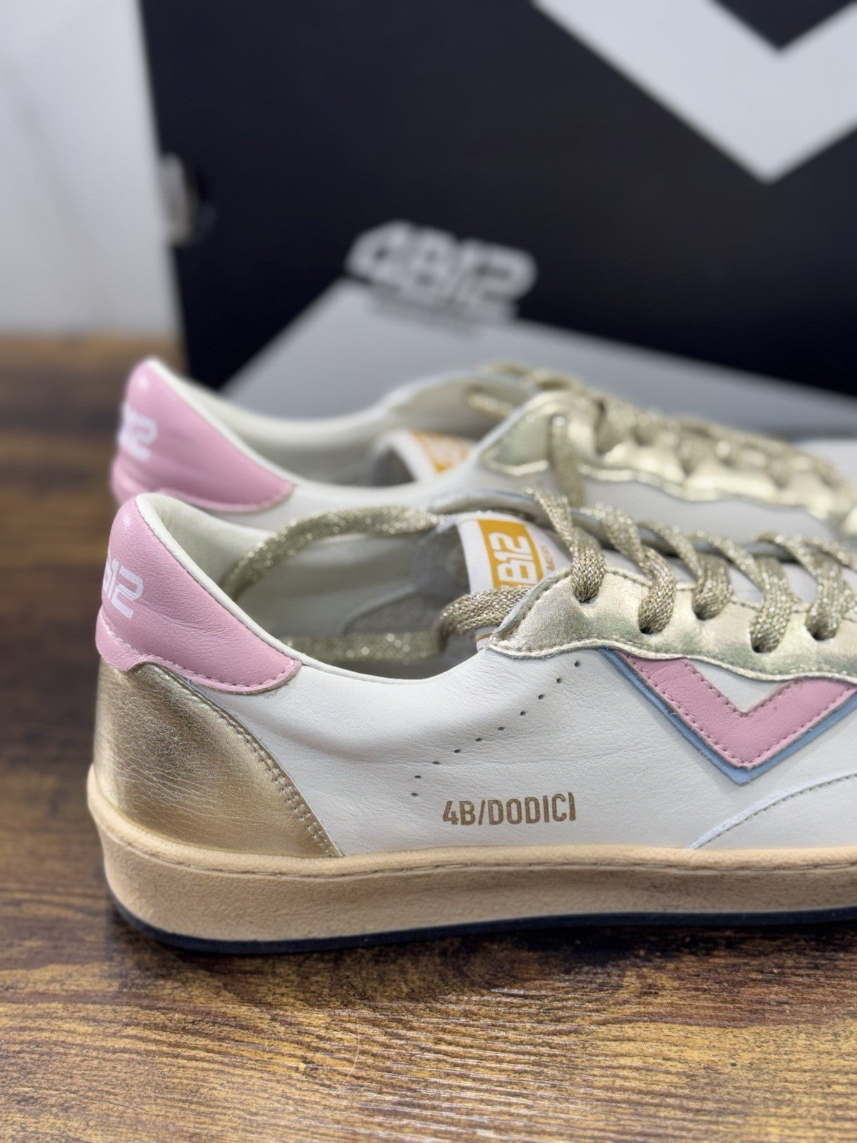 4B12 Sneaker Playnew Pelle Bianco Sky Casual Sneaker Donna 41 