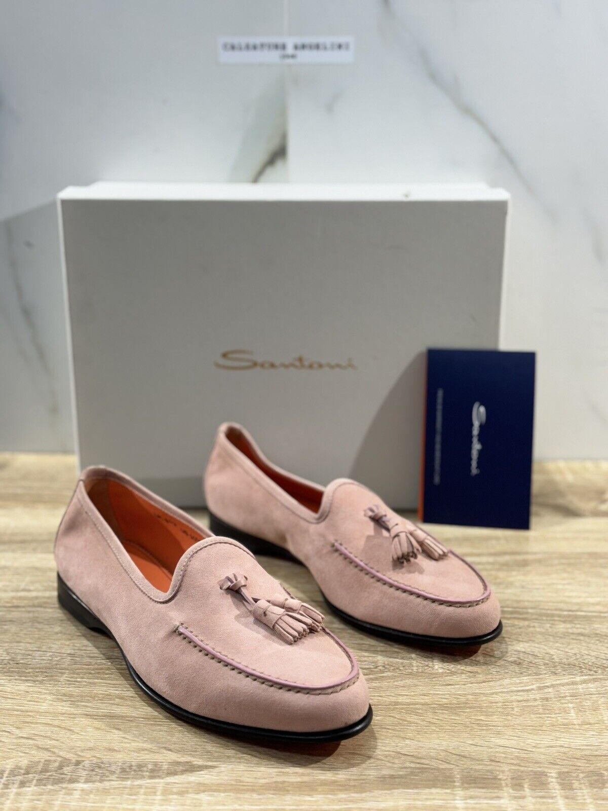 Santoni Mocassino   Uomo  Light Pink Suede   Men Shoes Santoni Goodyear 40