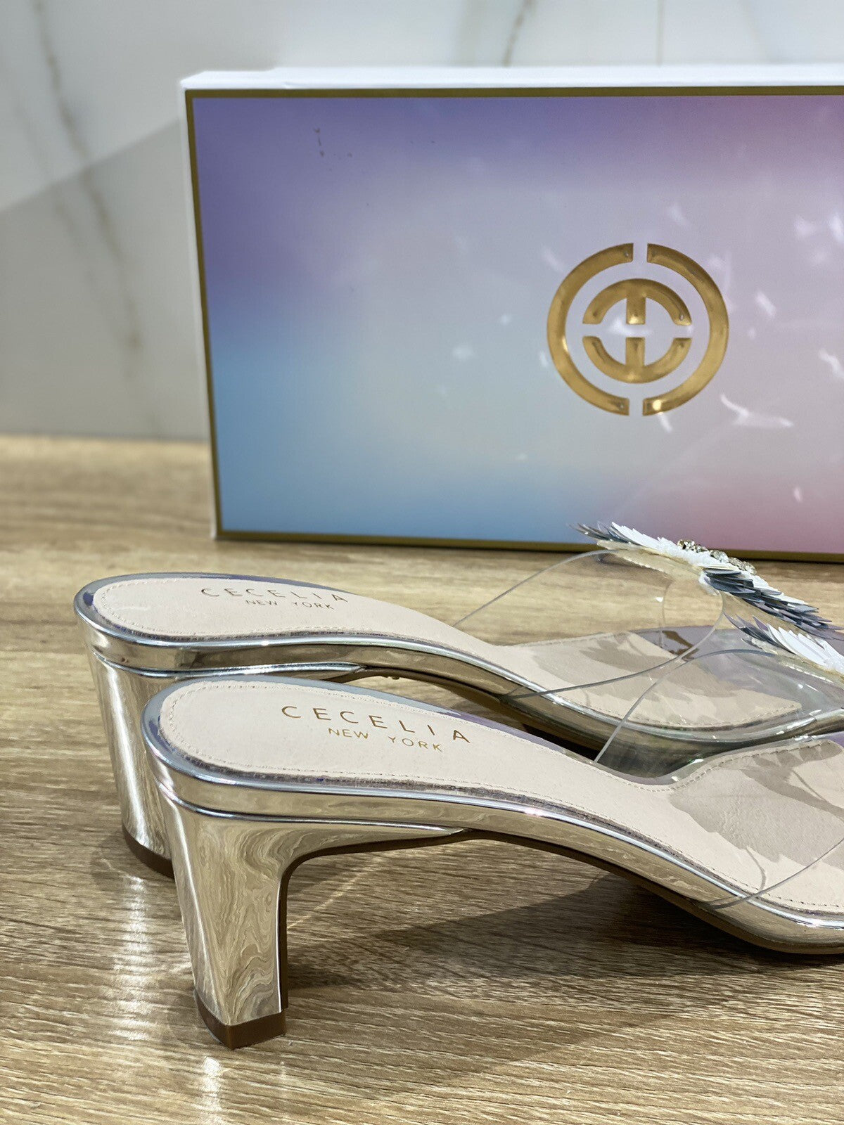 Cecelia New York Sandalo Donna Pelle Argento Casual Luxury Woman Sandal 38.5