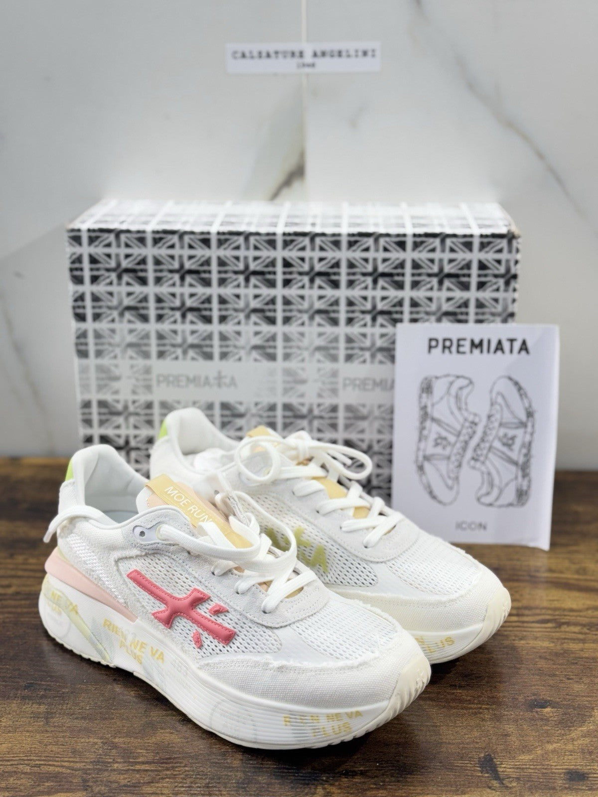 Premiata Moerun  Sneaker Pelle E TessutoBianca   Casual Premiata Scarpa Donna 41
