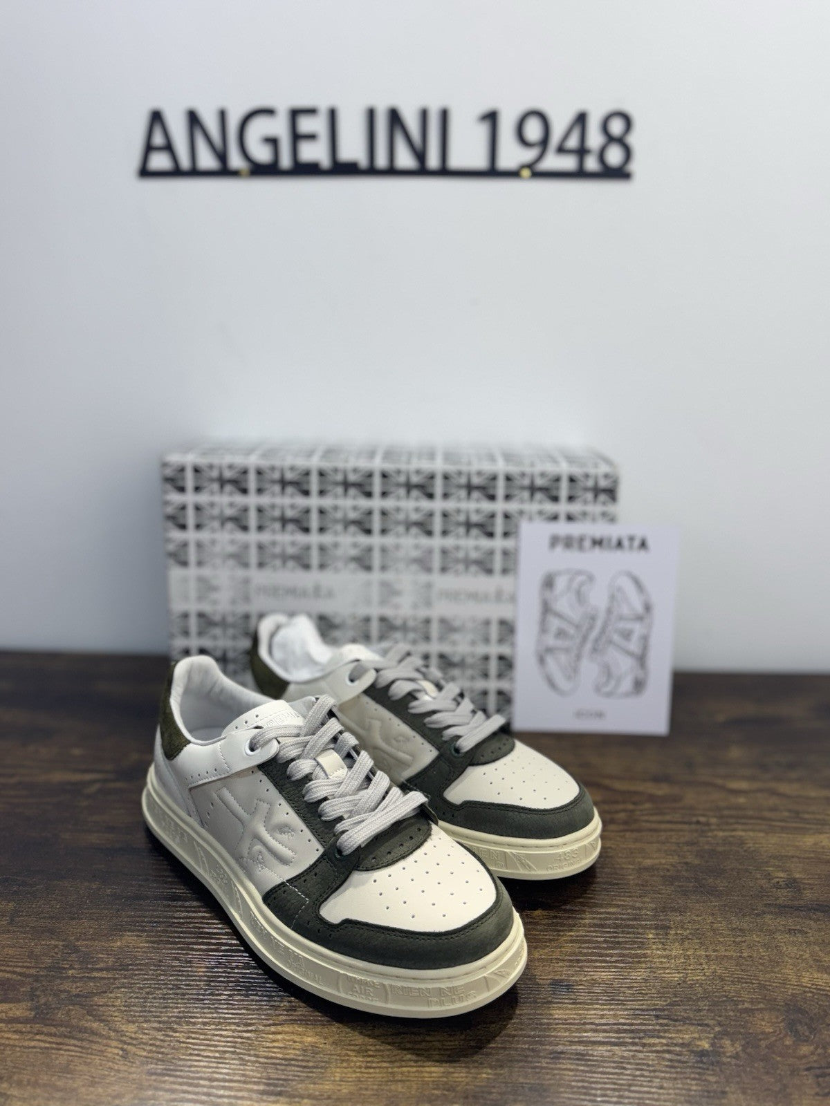 Premiata Quinn     Sneaker Pelle Bianca  Verde Casual Premiata Uomo 41
