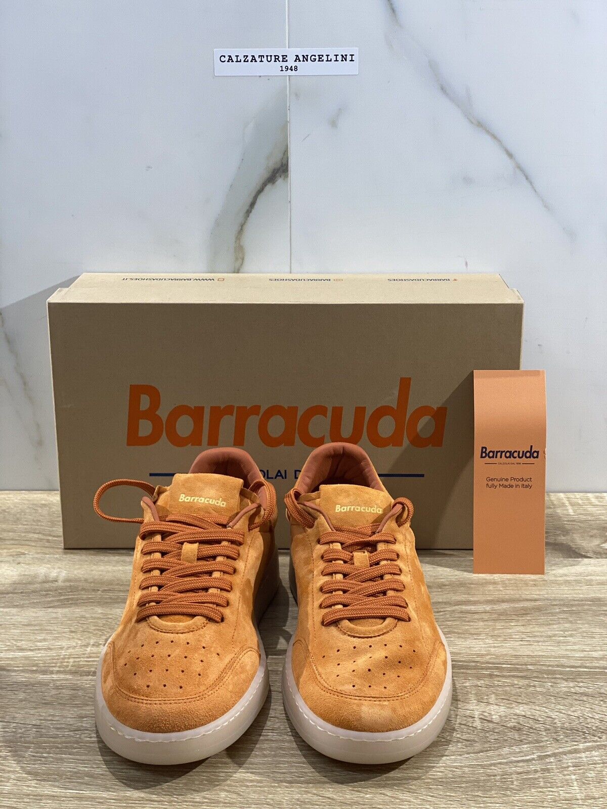 Barracuda Sneaker Uomo Camoscione Vintage Fully Made In Italy Orange 43