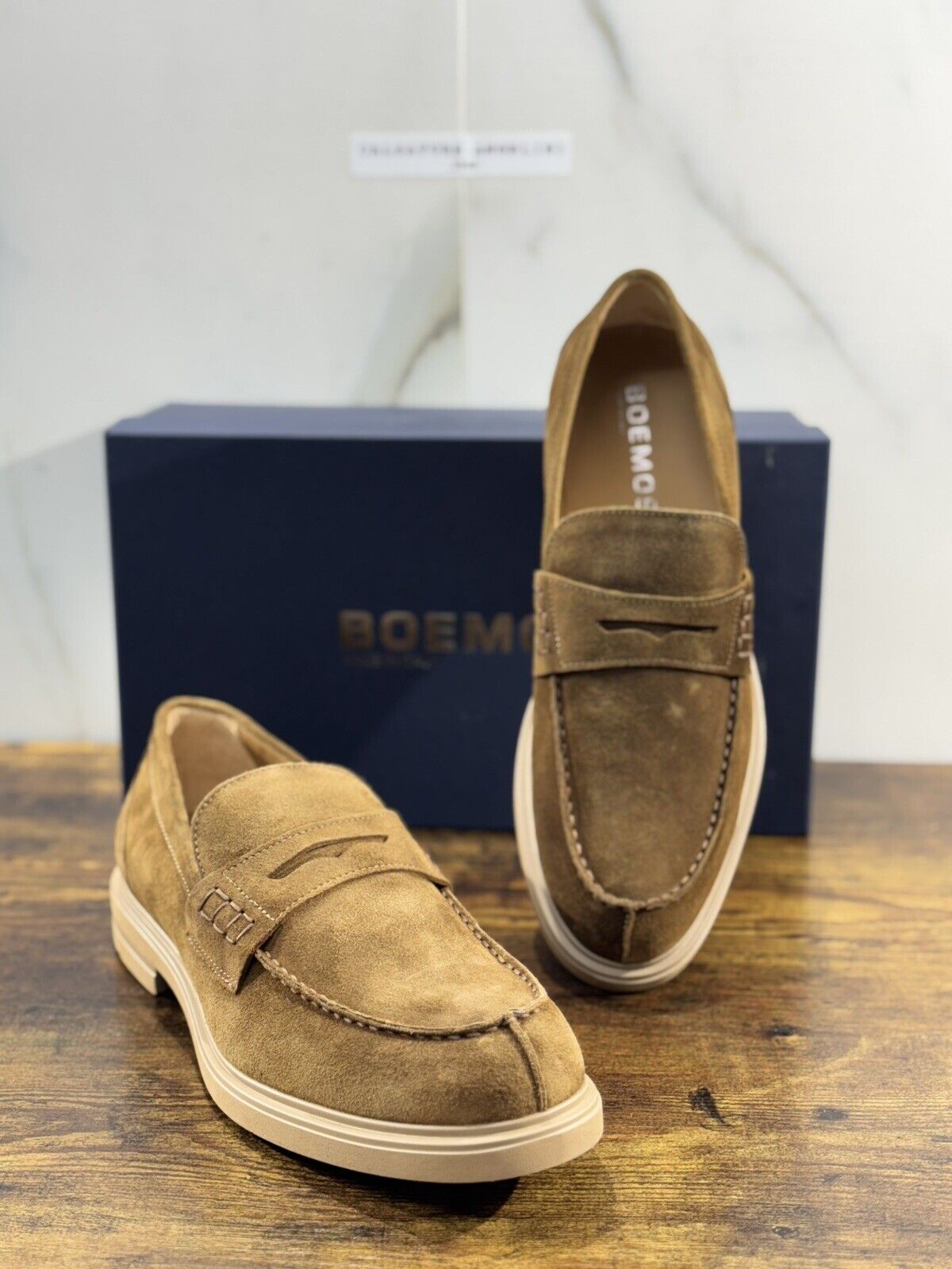 Boemos Mocassino Uomo Fondo Gomma Extra Light Suede Sigaro  Made In Italy 43