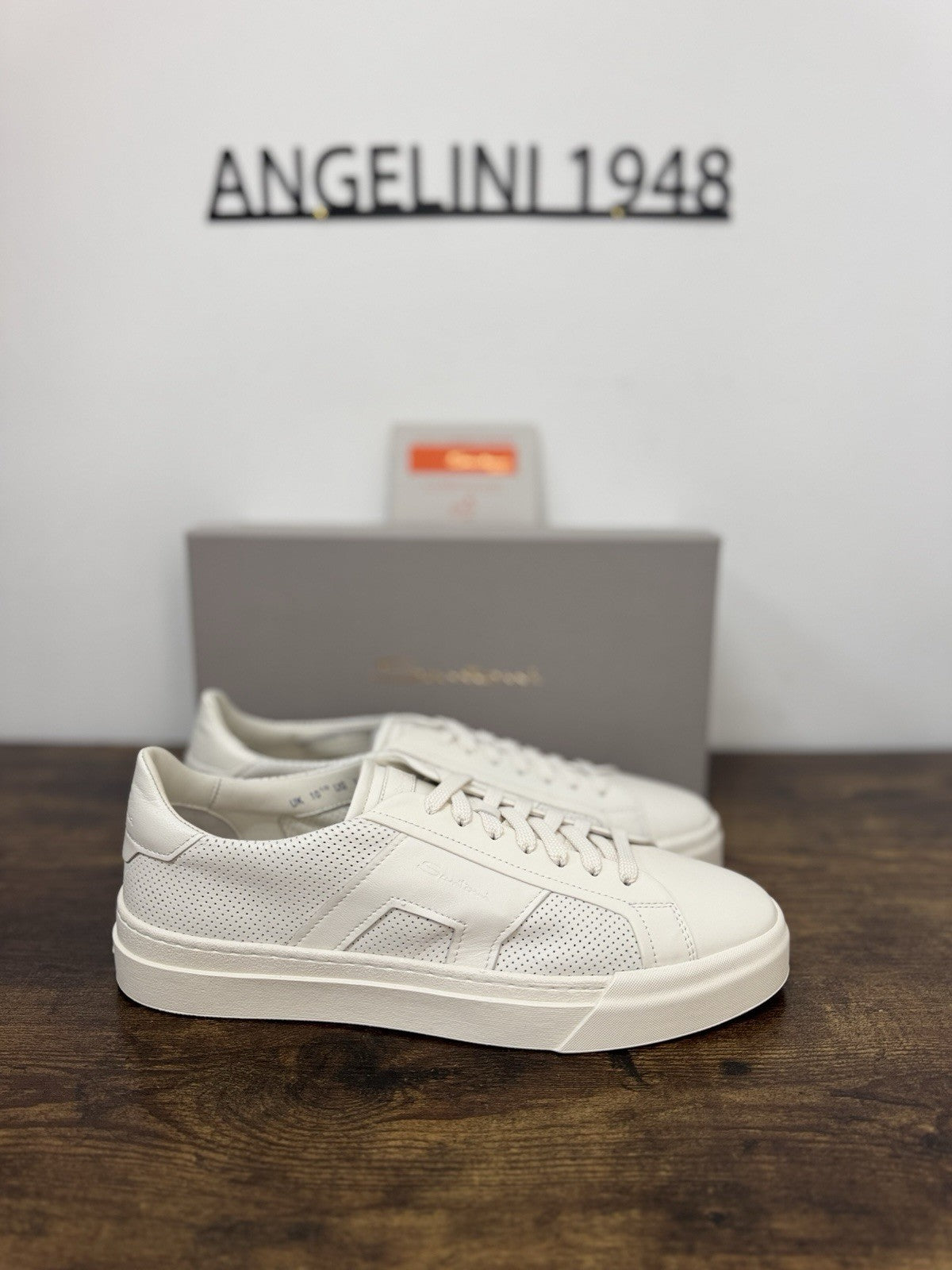 Santoni Sneaker Pelle Bianca  Luxury Scarpa Santoni Uomo 44.5
