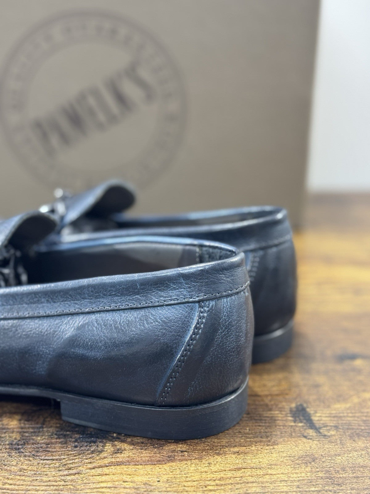 Pawelk’s Mocassino    Uomo Pelle Blu      Hand   Made  In Italy Washed  44