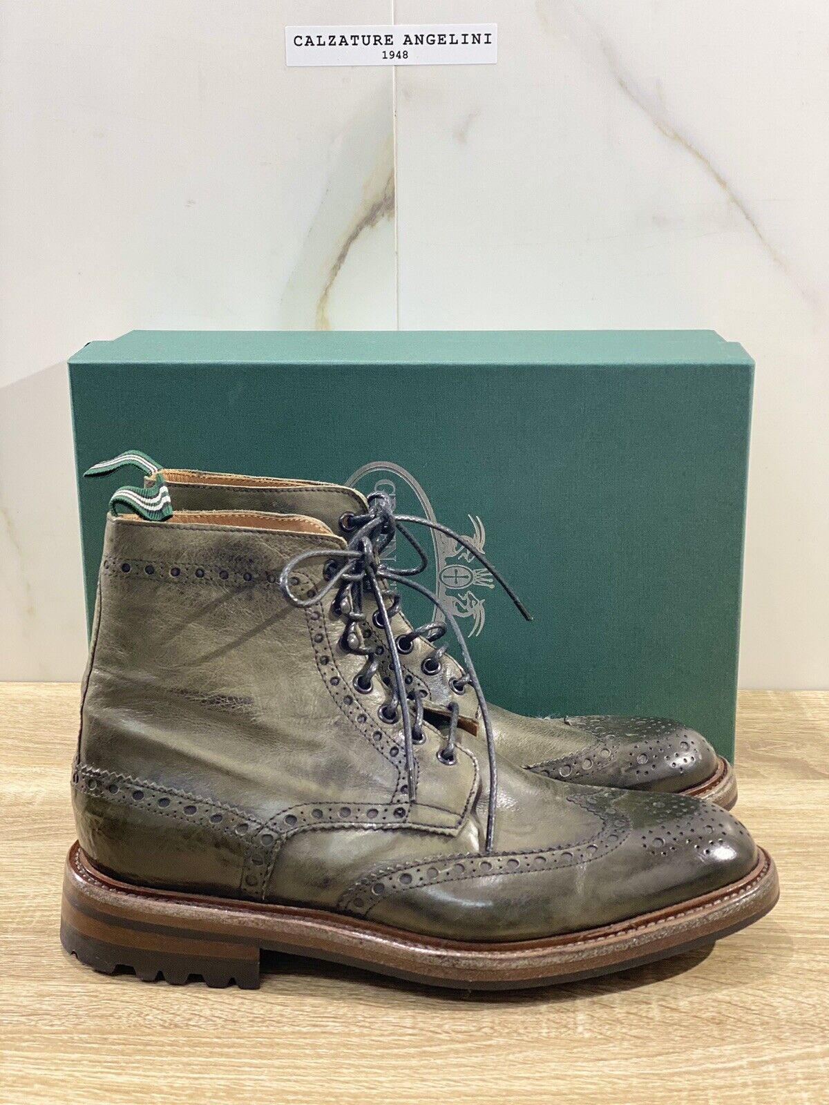 Green George Polacco uomo Pelle Washed Verdone Extra Light Roccia  boot 42