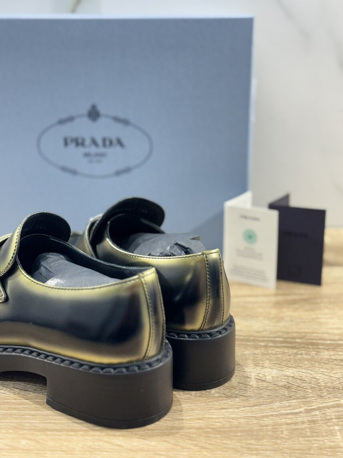 Prada Mocassini Donna Chocolate Pelle Nera Platino Luxury Prada Loafer 38.5